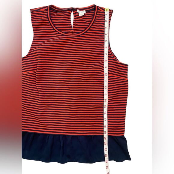 J. Crew Factory Red and Blue Striped Ruffle Hem Tank Top - Picture 3 of 8